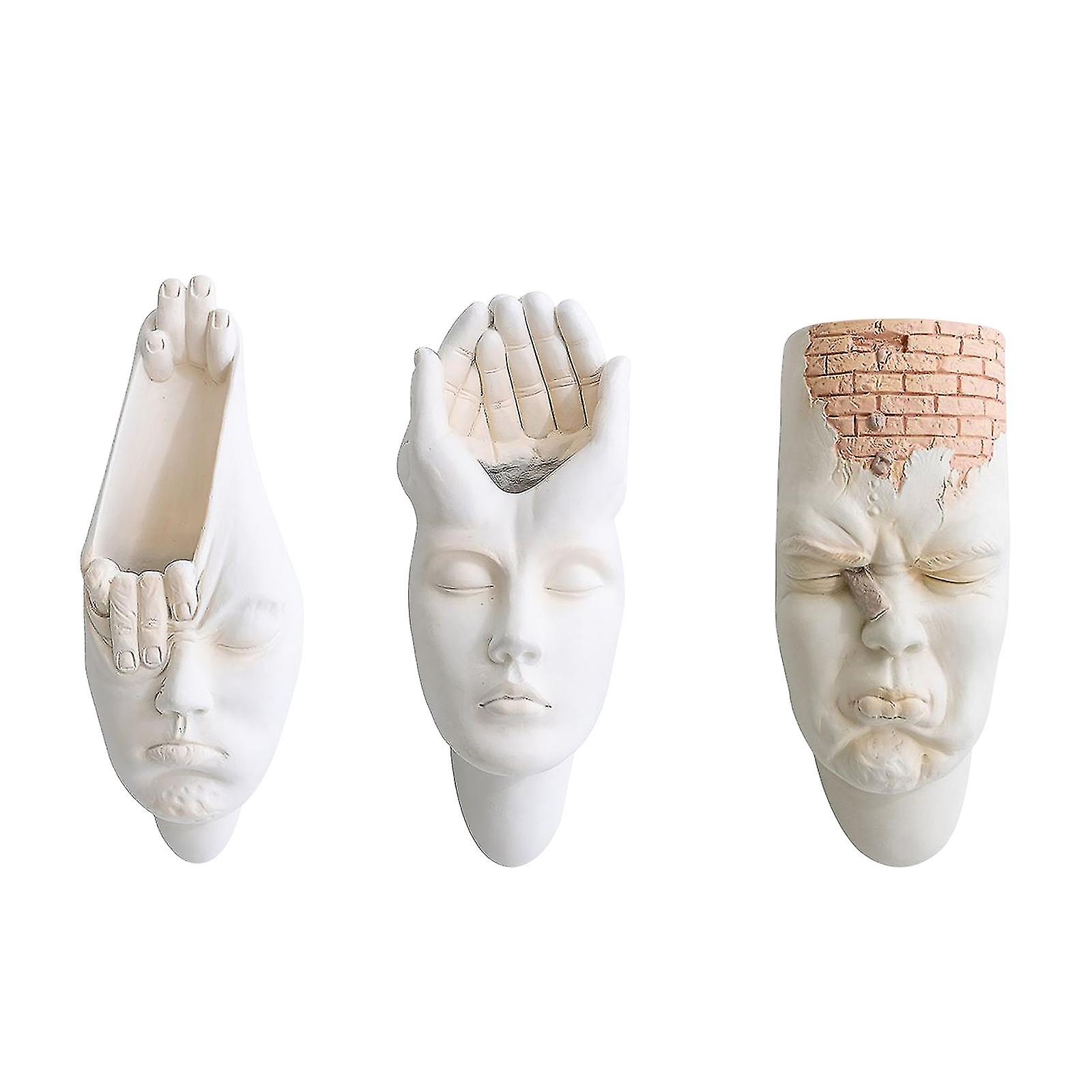 Figure Flowerpot Resin Planter Nordic White Abstract Art Wall Decoration Character Face Vase