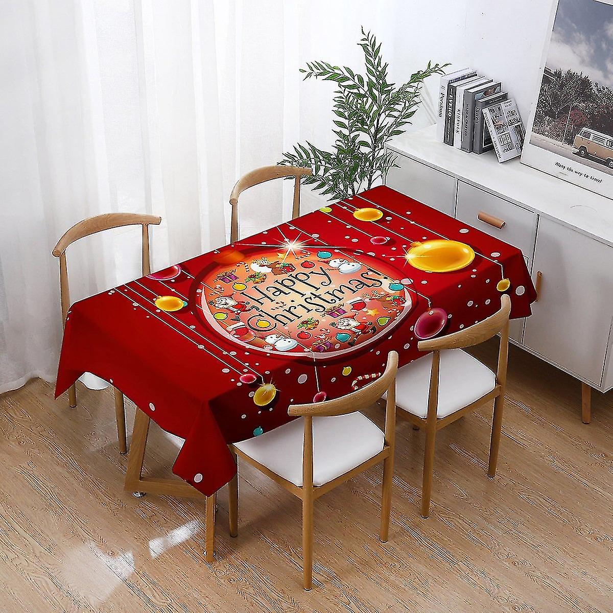 Rectangular Christmas Tablecloth Polyester 140 * 180cm Christmas Tree Patterns for Christmas Table D