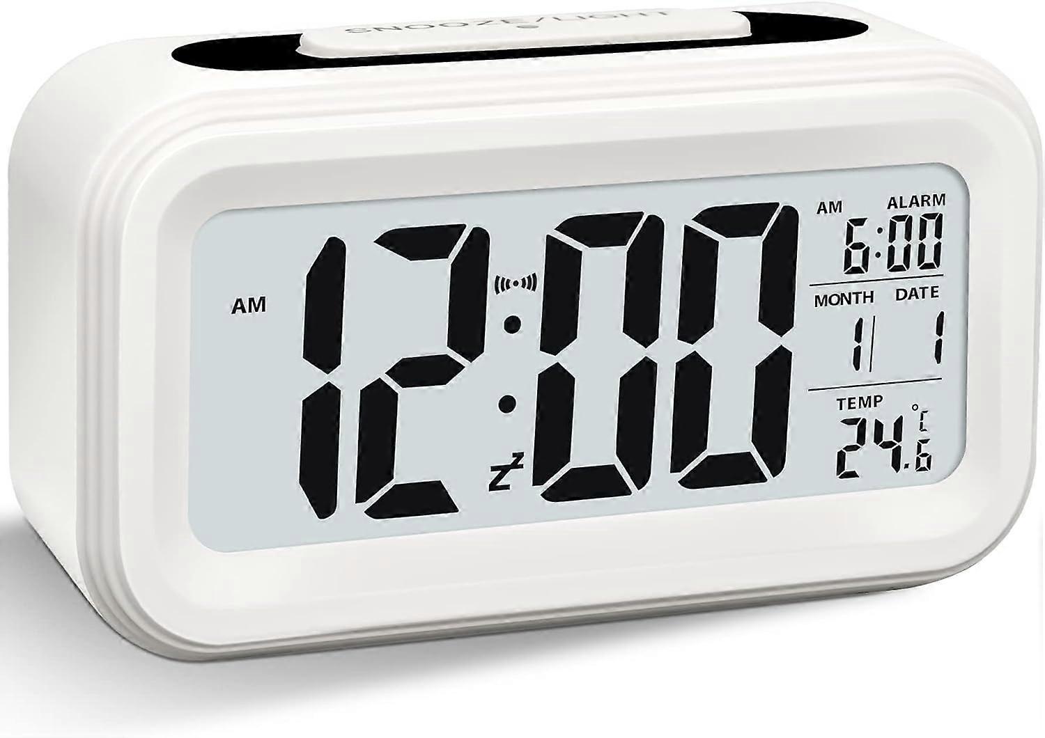 Digital Alarm Clock, LED Light Up Alarm Clock, Battery Operated Silent Aalarm Travel Clock with Big