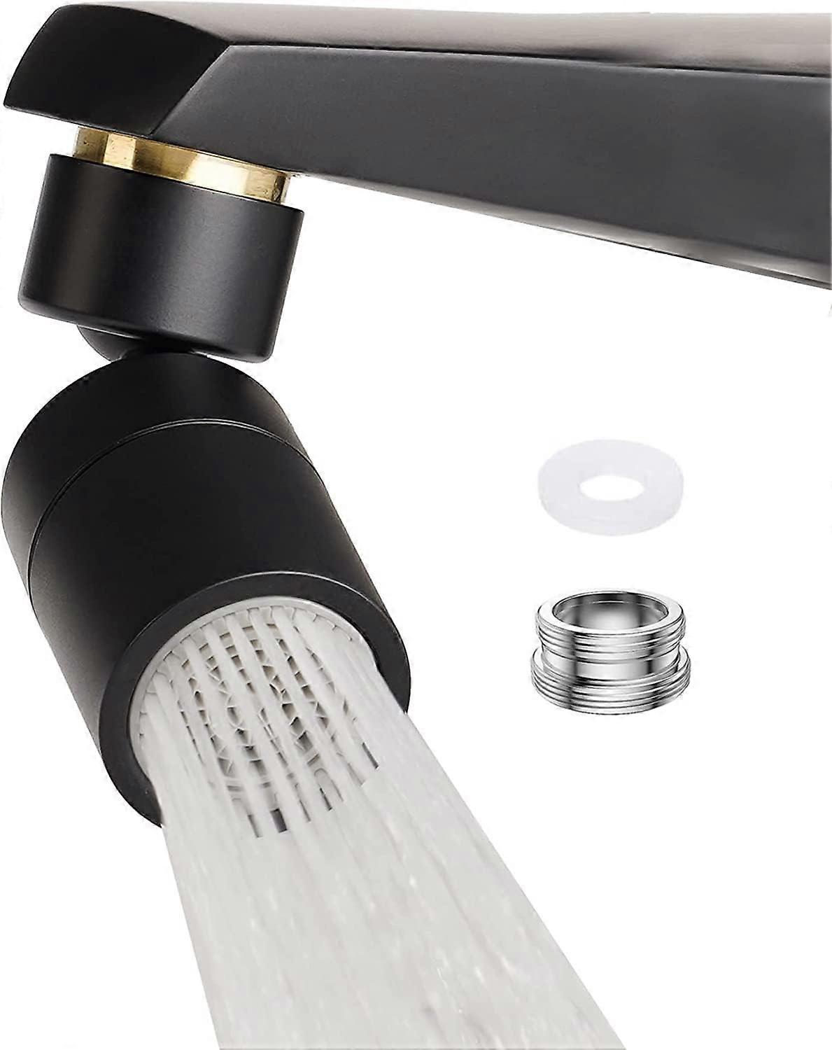 Kitchen Faucet Nozzle, Black Faucet Aerator, Swivel Black Faucet Aerator, 2 Modes Kitchen Faucet Nozzle, with Thread Adapter for FM22, M24 (Black)