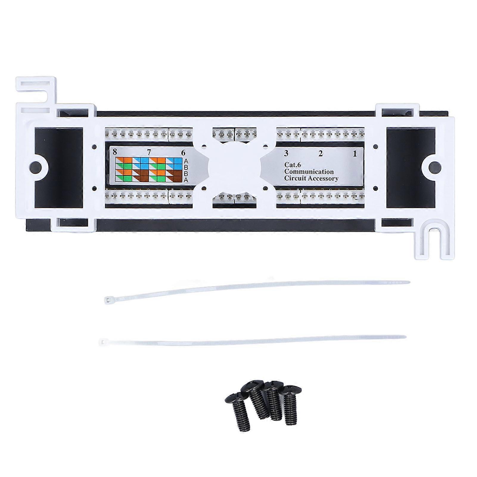 Patch Panel, 8 Ports CAT6 Network Cable Rackmount 568A/B RJ45 Accessory for Neat Network Cable Organization, Simple Wiring