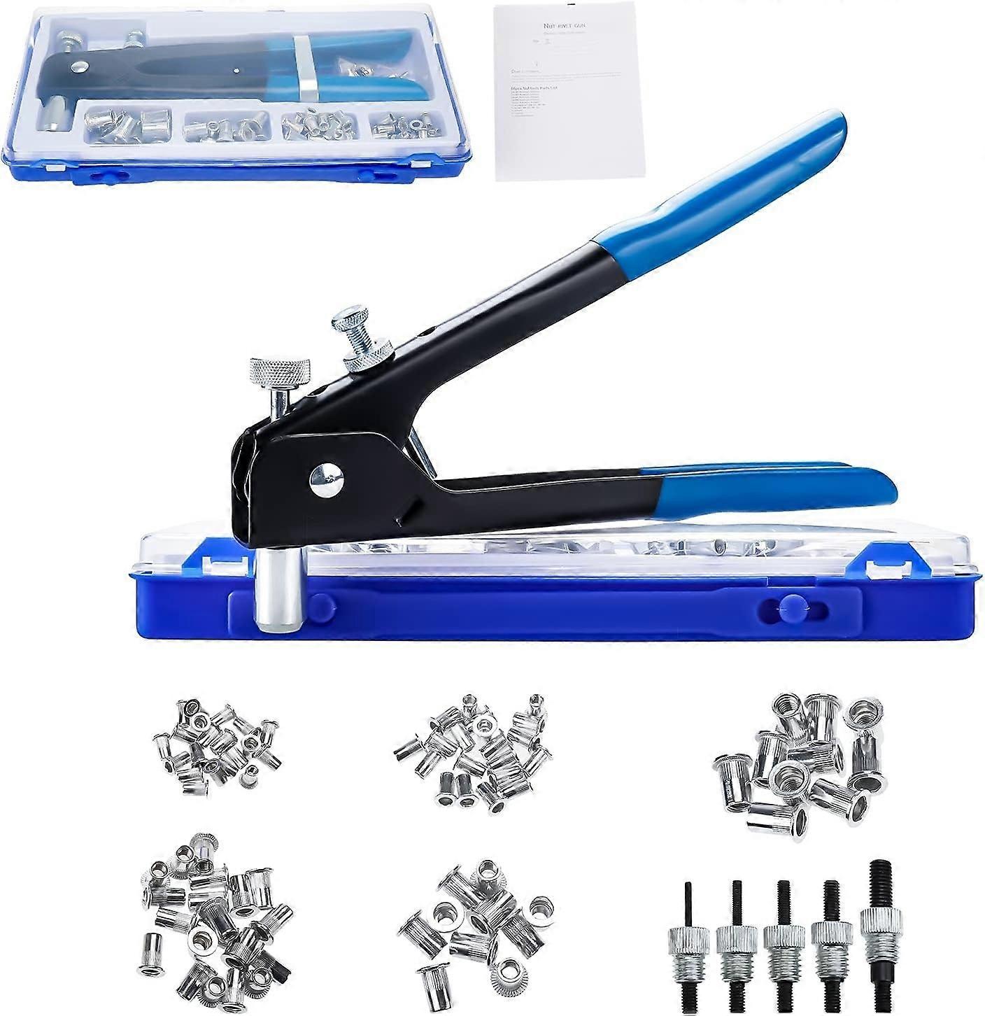 86Pcs Rivet Gun M3 M4 M5 M6 M8 Threaded Nut Rivet Plier Tool Threaded Insert Riveter Kit