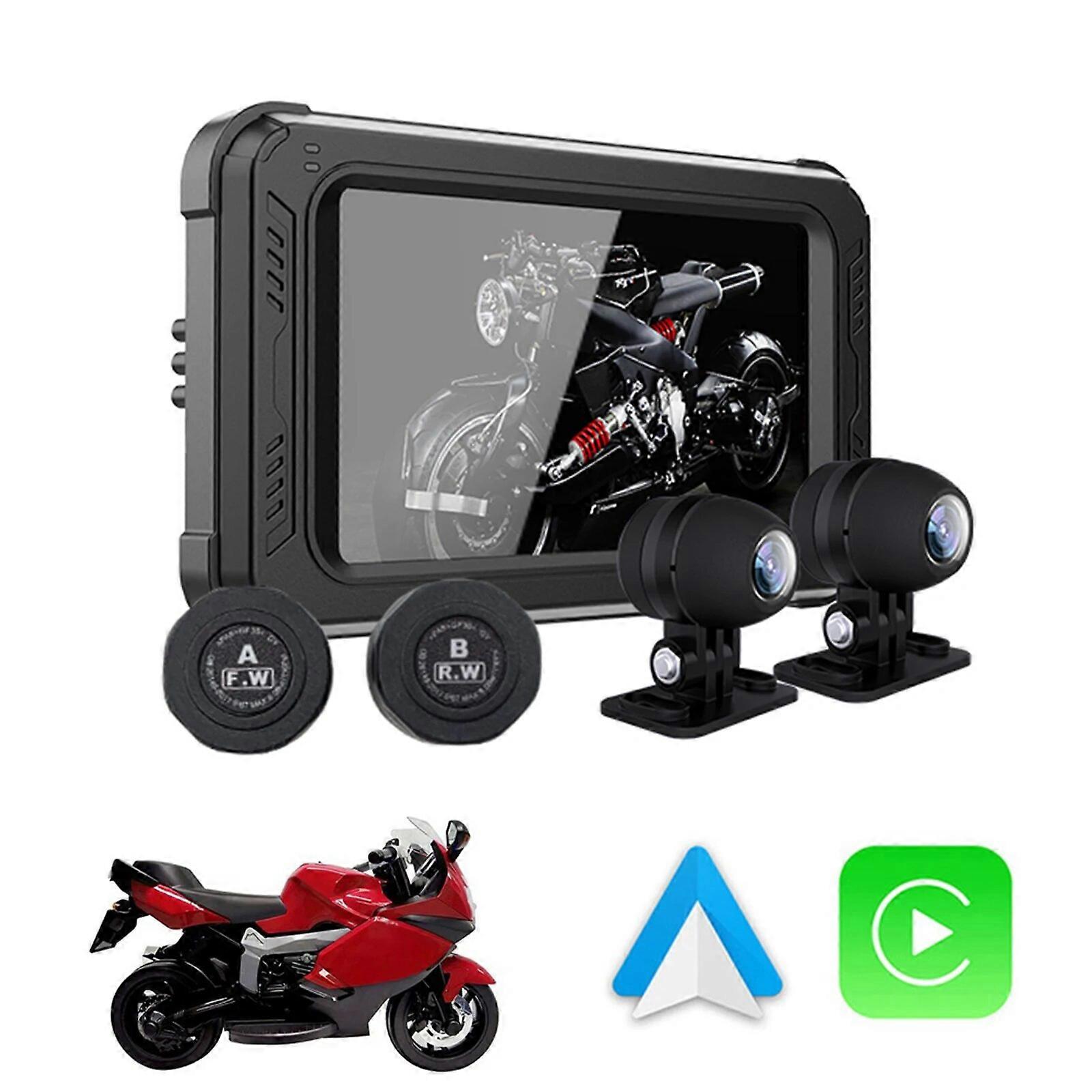 Carplay Screen for Motorcycle, Wireless Apple Car Play Android Auto GPS Navigation for Motorbike, 5" Touch Screen Support Siri FN9U4425