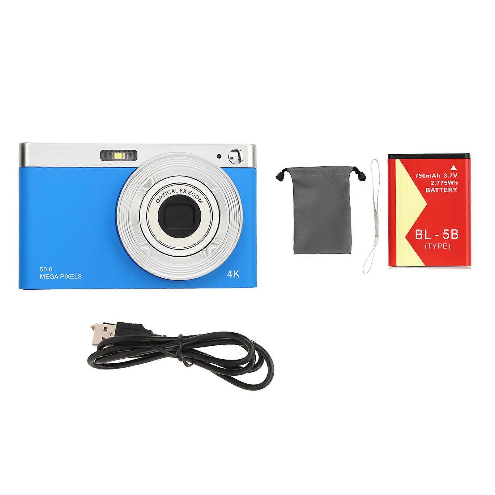 4k Digital Camera For Teens 2.88 Inch Hd Ips Screen 50mp 16x Zoom Portable Compact Retro Camera For Travel Vlogging Blue