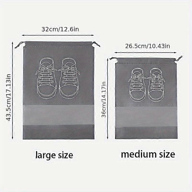 10pcs Shoe Storage Bags, Breathable Non-Woven With Drawstring, Large Transparent Travel Shoe Pouches, Dustproof & Moisture-Proof With Semi-Transparent