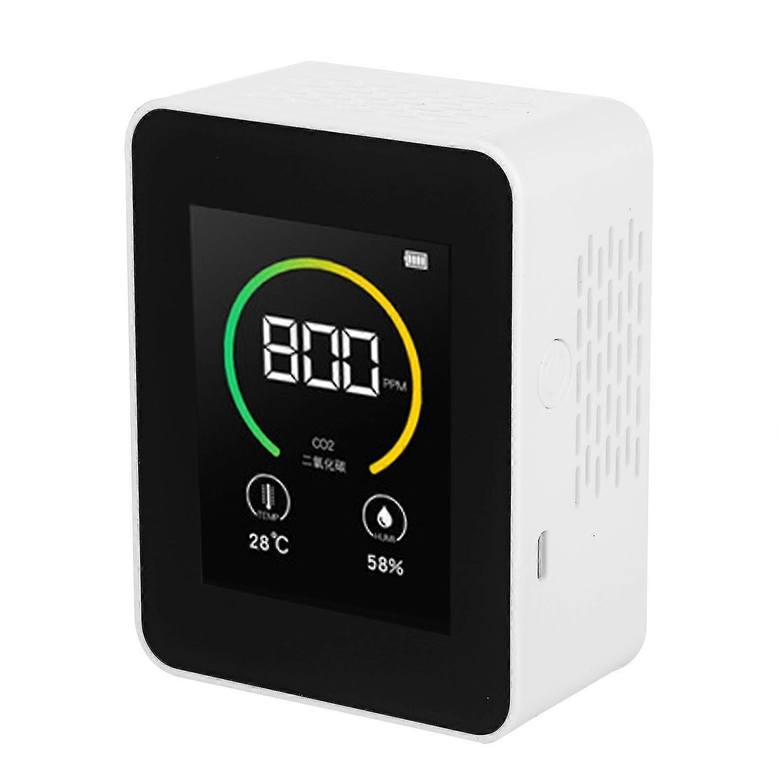 White air quality monitor co2 meter temperature and humidity carbon dioxide detector with alarm function tabletop real-time air gas detector for home