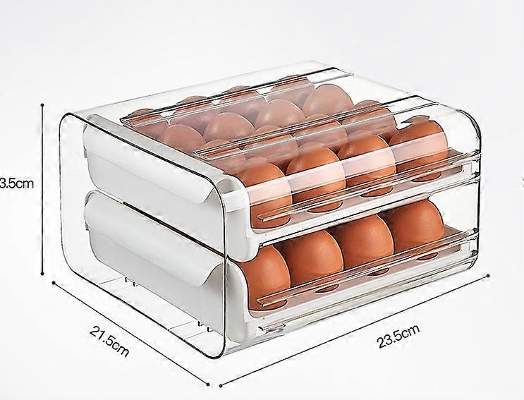 Refrigerator Double-layer Egg Storage Box 32-compartment Transparent Drawer-type Egg Preservation Box Roll-out Egg Box