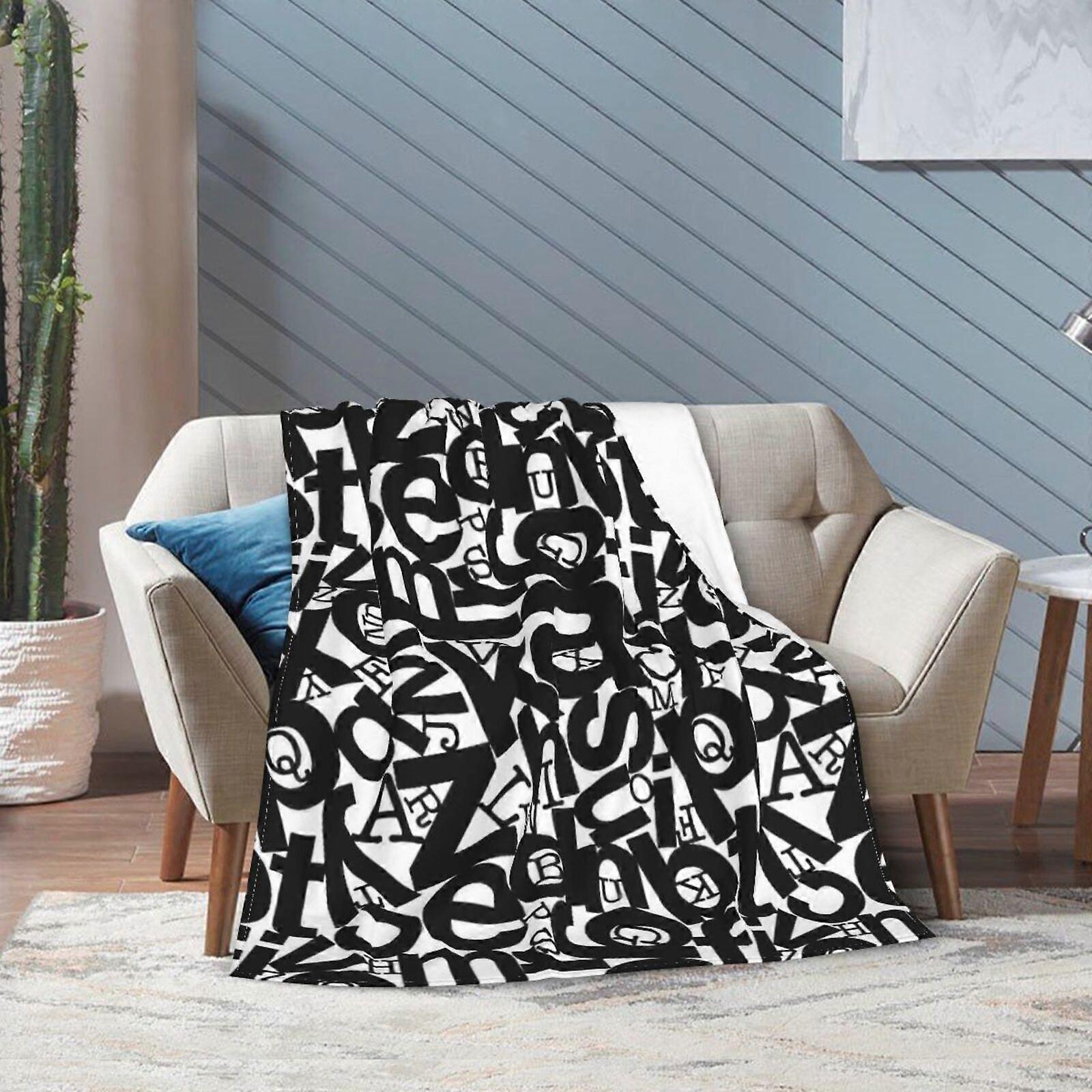 Alphabet Throw Blanket for Couch Bed Travel Sofa All Seasons Flannel Blankets Soft Durable Lightweight 40 x 30 inches