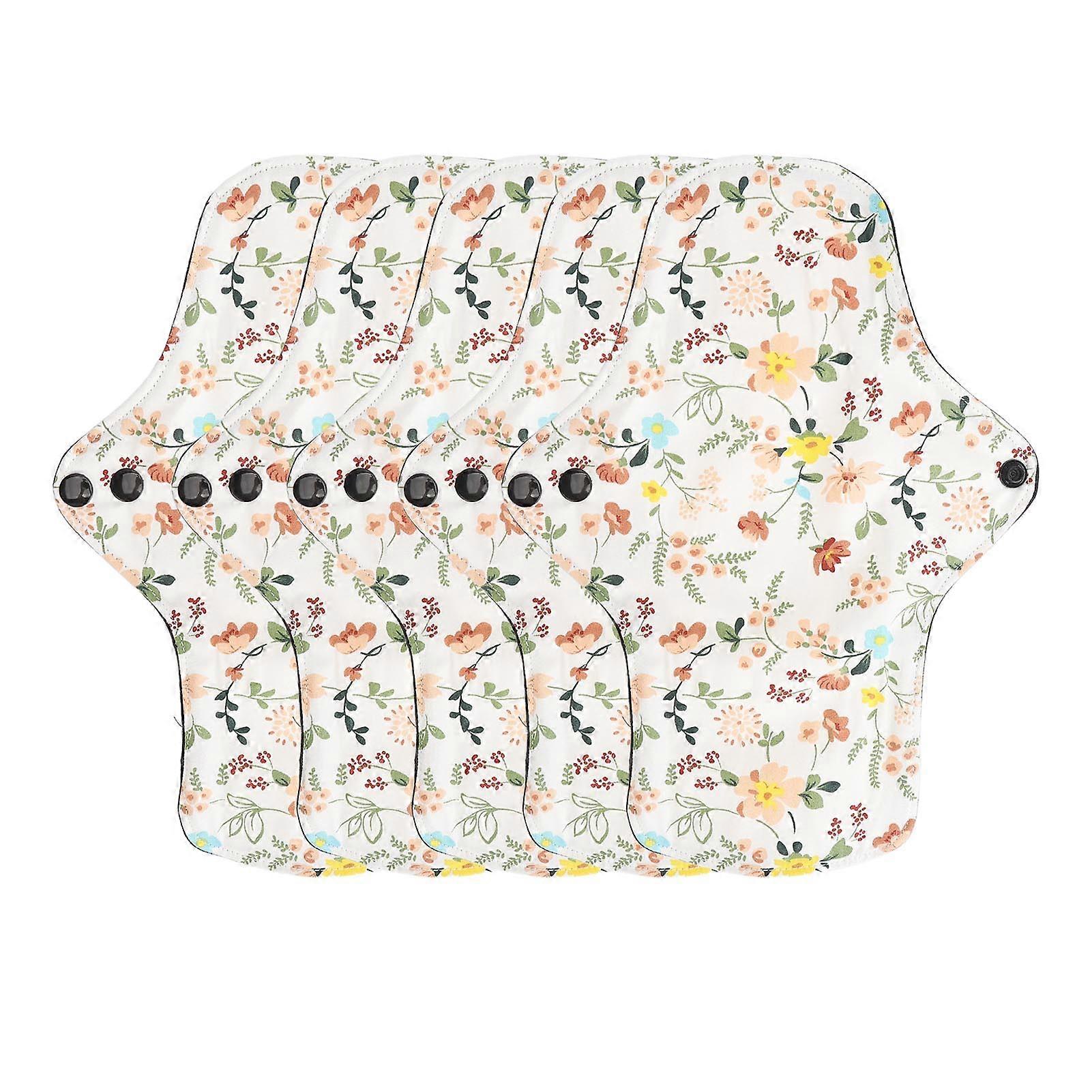 5pcs Washable Breathable Menstrual Pad Flower Pattern Super Absorbent Reusable Cotton Sanitary Pad Panty Liners