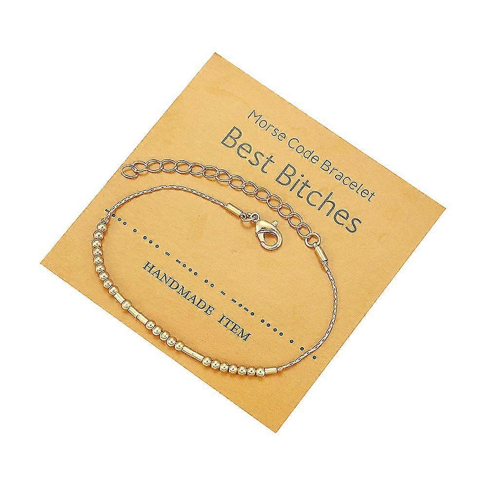 Golden Metal Morse Code Couple Bracelet Morse Code Bracelet Bracelet Best Bitches