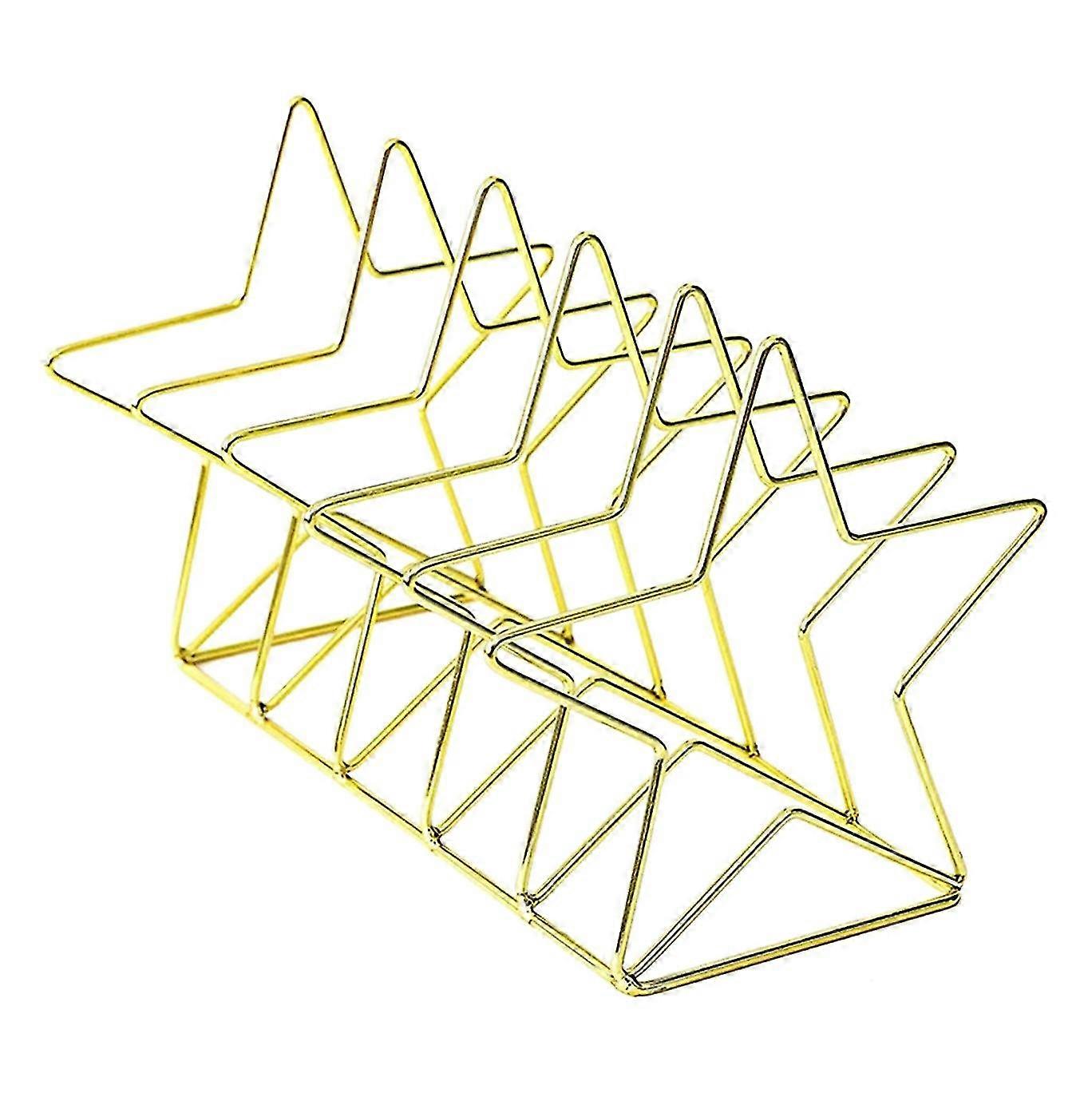 Pentagram Metal Bookend Star Book Standing Document File Desktop Manager Bookshelf Stand Gold