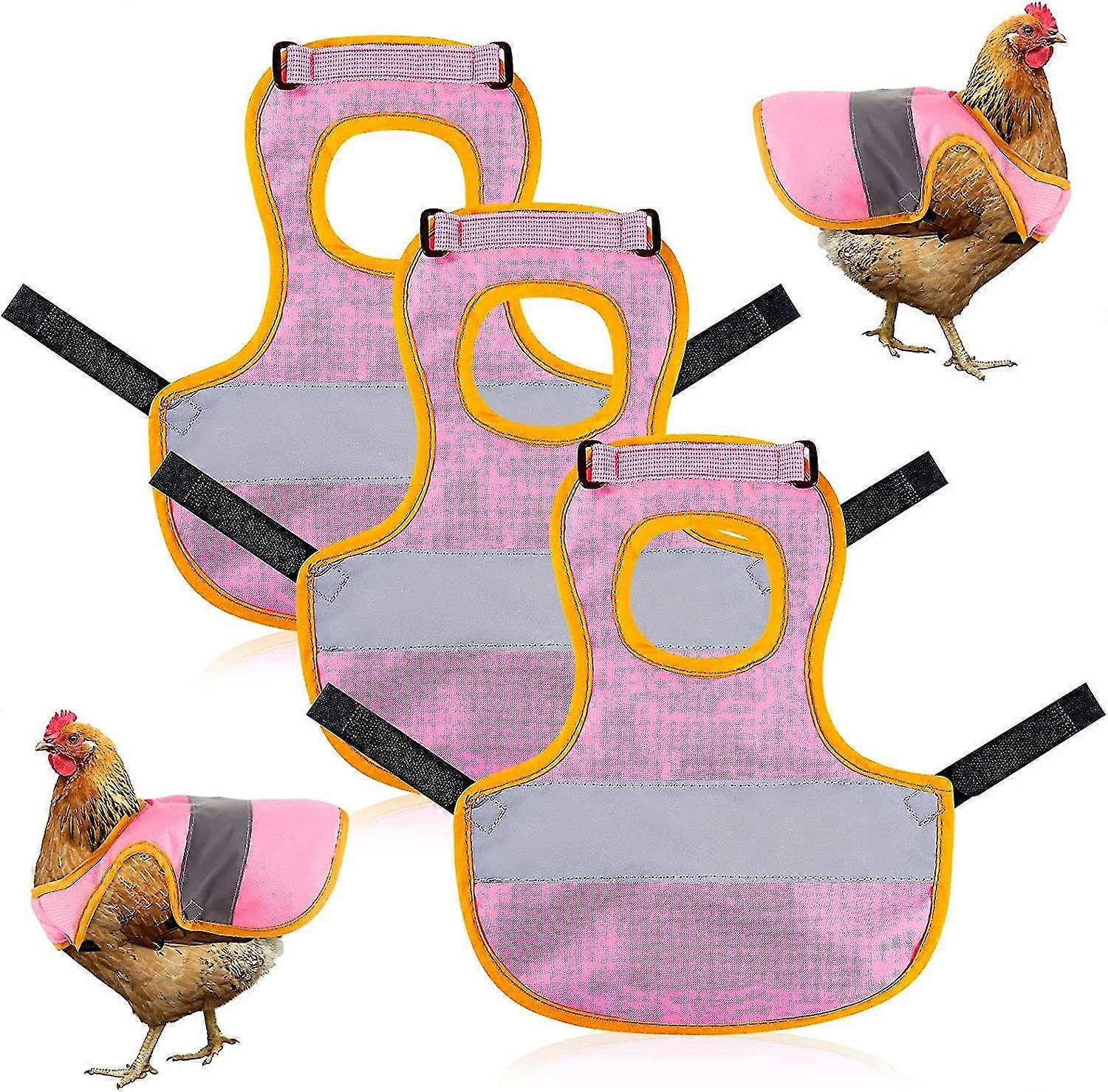 3pcs Hen Reflective Vest Adjustable Chicken Harness Walking Chicken Saddle Chicken Aprons For Hens Feather Protection Holder For Duck Hens Goose Poult