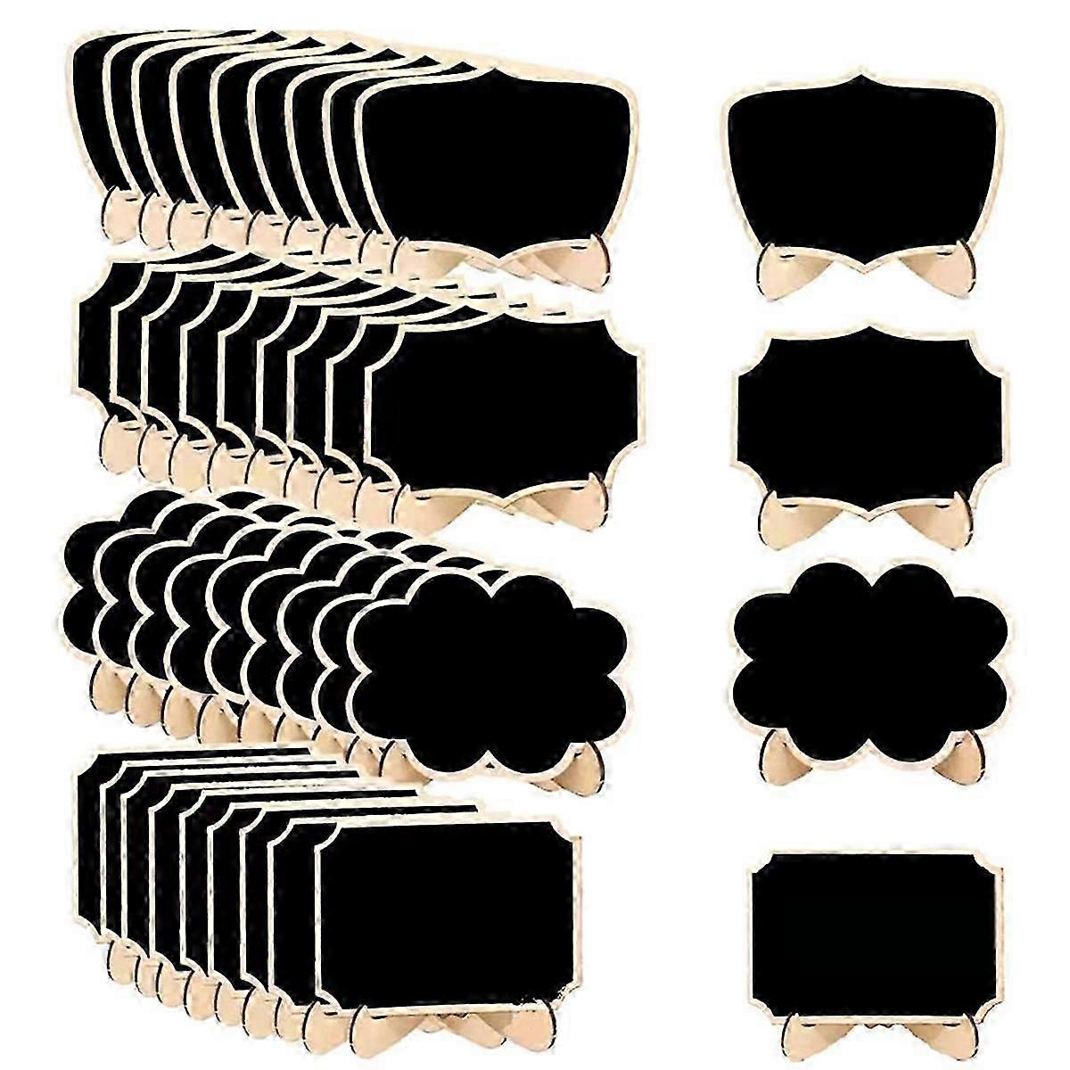 40PCS Wood Mini Chalkboard with Support Easels 4 Different Styles Small Blackboard for Wedding Labe