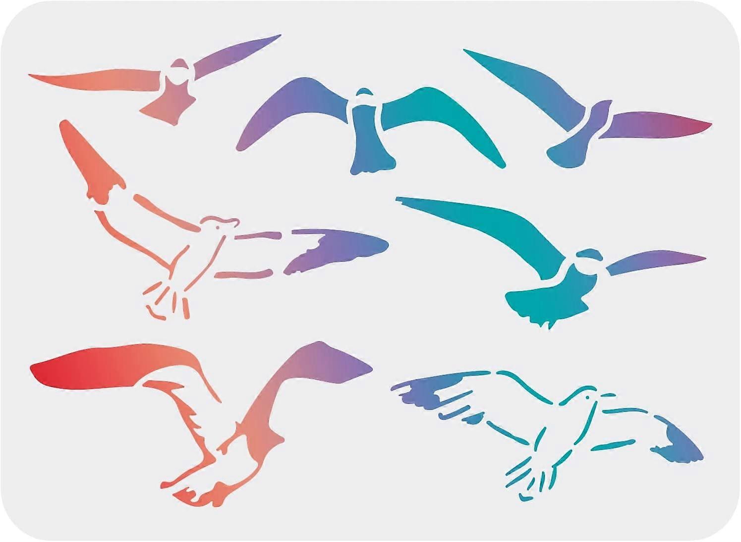Flying Birds Reusable Hawks Seagull Stencil DIY Craft Bird Drawing Stencil for Painting on Paper Fabric Floor Wall
