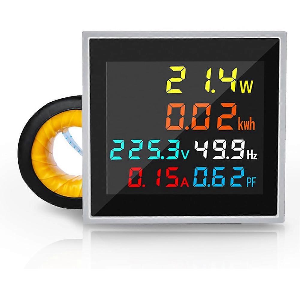 Energy Meter, AC 50-300V 100A Mini Power Monitor 6in1,LCD Display, Voltmeter, Ammeter,Wattmeter,Fre