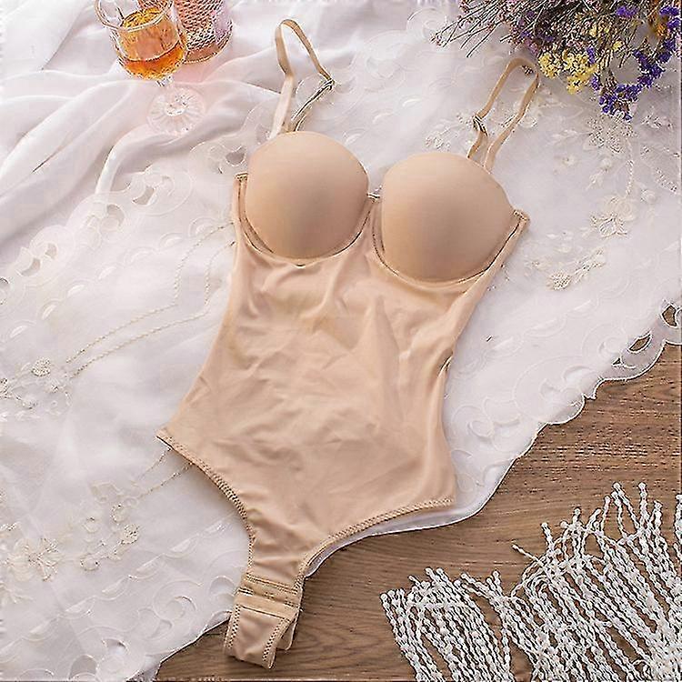 Fsw Backless Body Shaper For Women Push Up Bra Low Back Thong Bodysuit