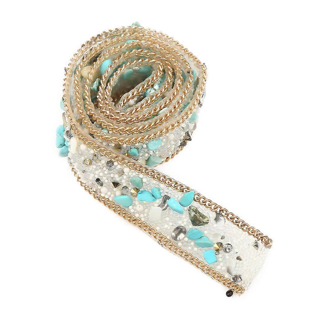 1M 2cm Width Crystal Beaded Rhinestone Crystals Trim Iron On Patch For Clothes Bag Shoes(#1)
