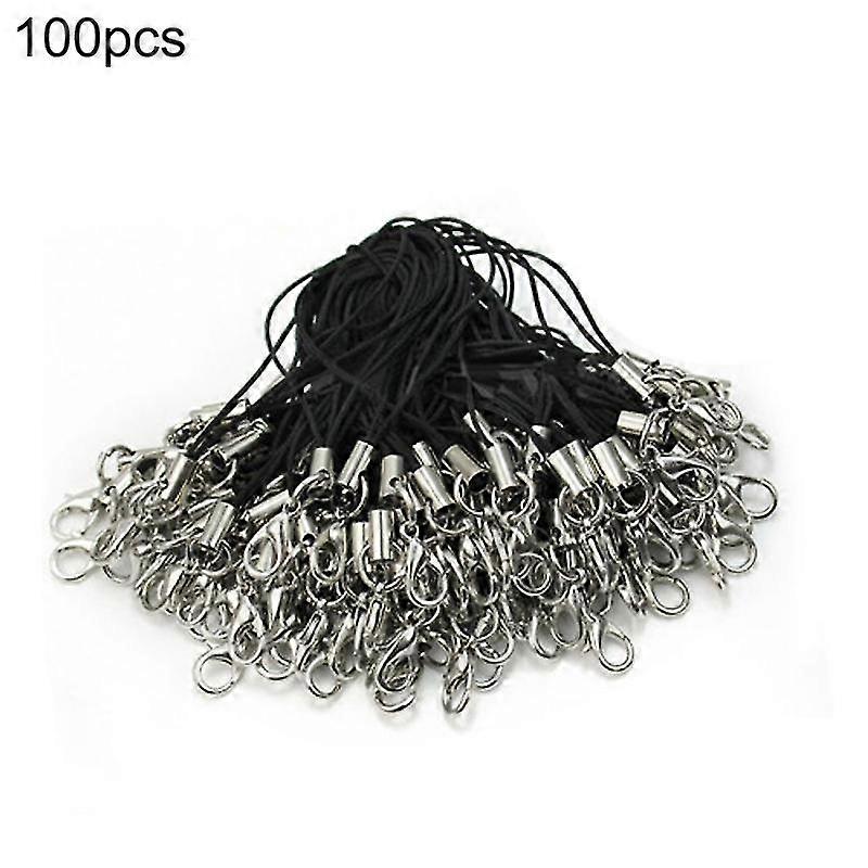 100 Pcs Black Mobile Cell Phone Lanyards Cords Straps Lariat With Lobster Clasps Jikaix
