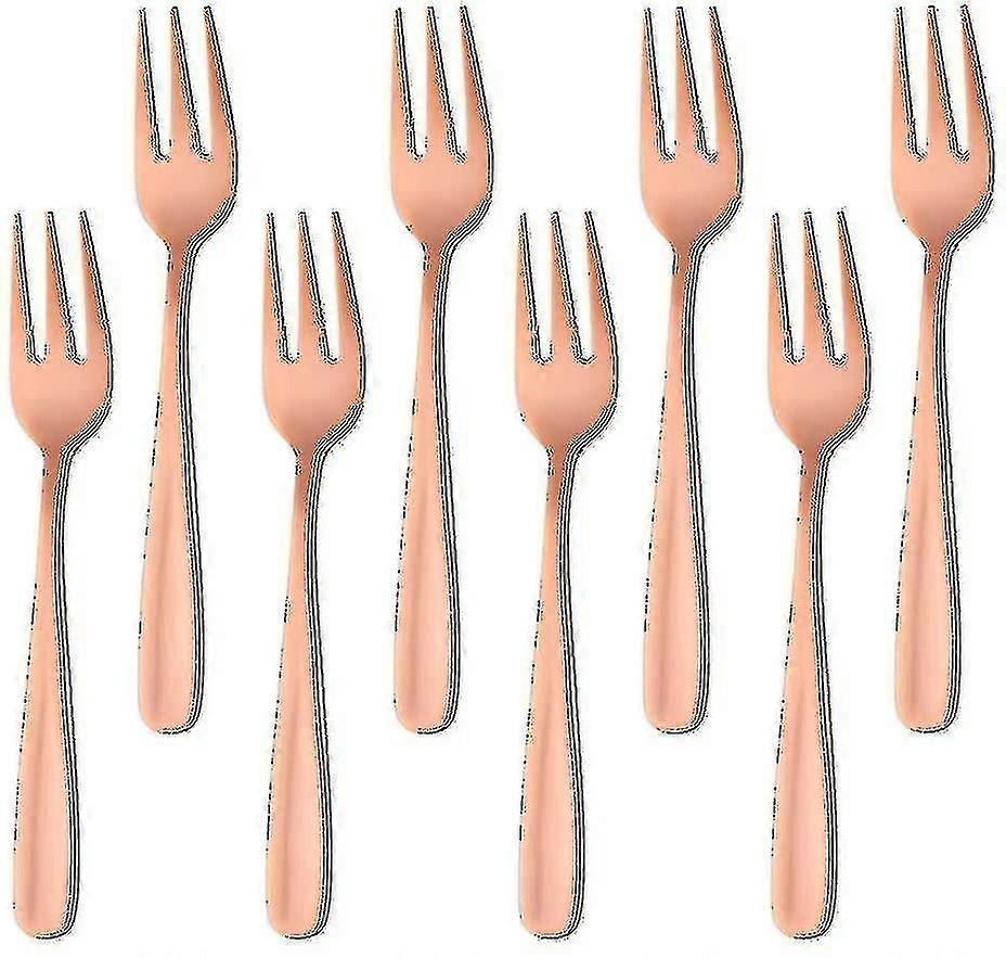 Tegafler Små dessertgafler Kagegafler Rustfrit stål Sort 8 stk Rosaguld