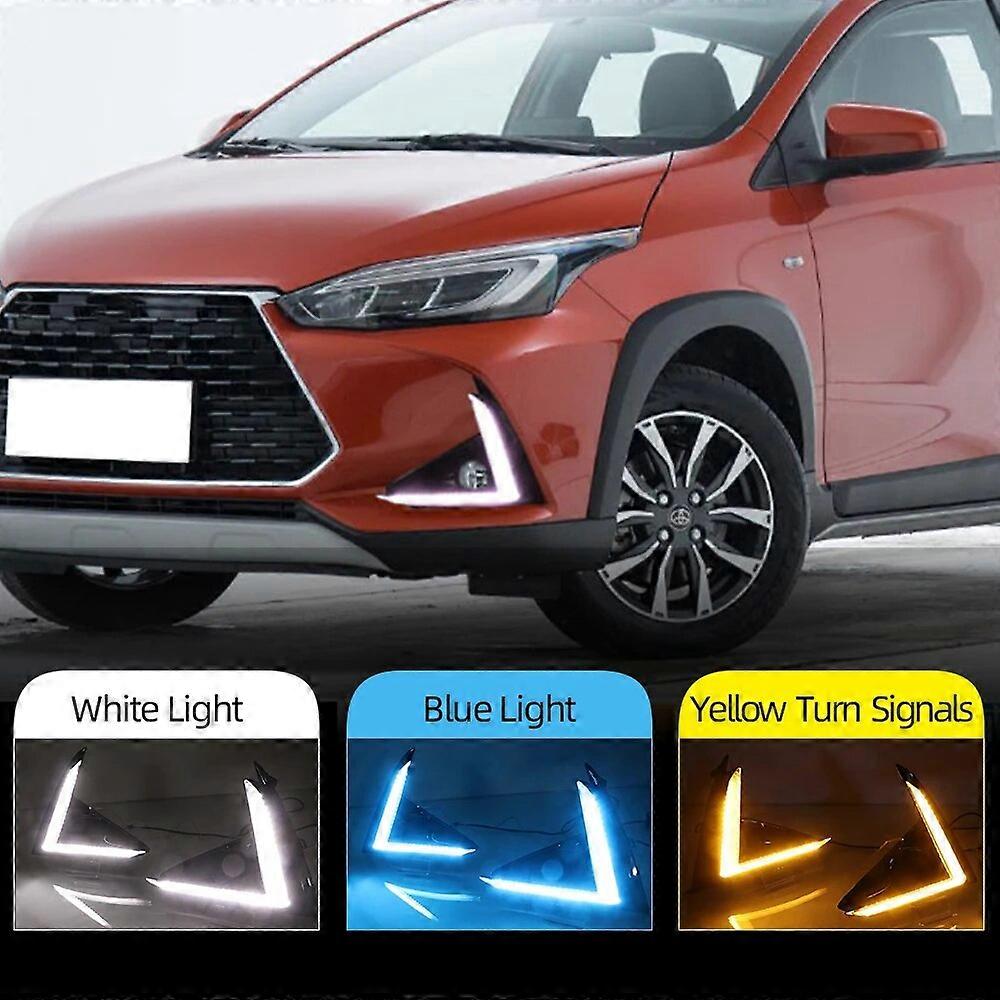 CSCSNL 2PCS Car DRL For Yaris X 2020 LED Daytime Running Light yellow Turn Signal Light Fog Lamp cover