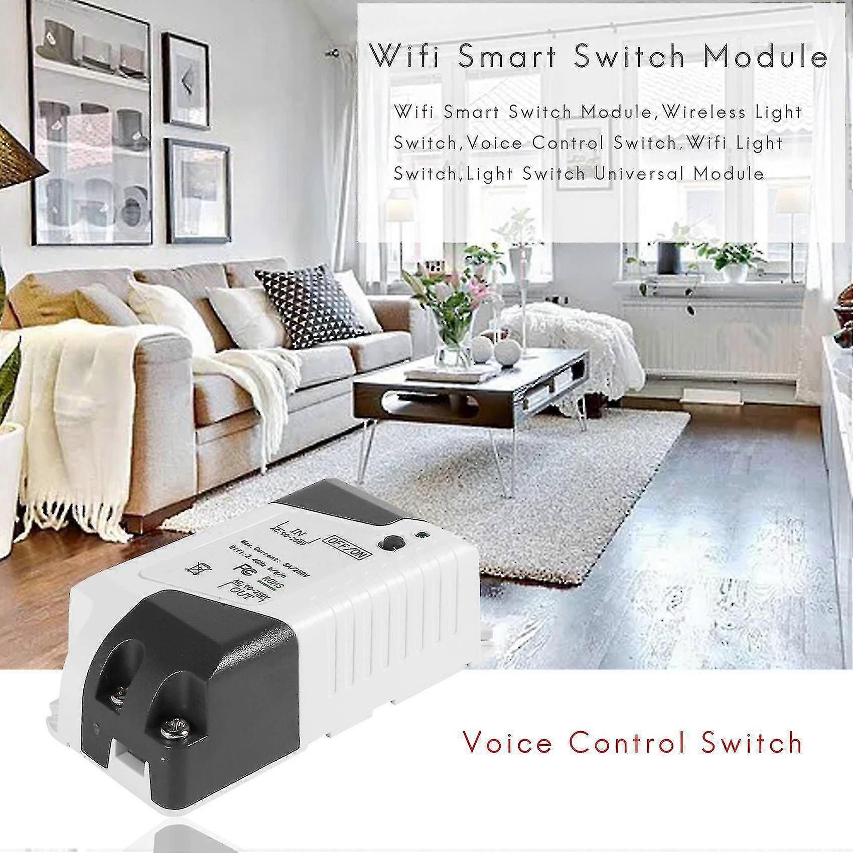 Smart Switch Wifi Remote Light Switch Universal Module Relay, trådlös röststyrning och timer Swit