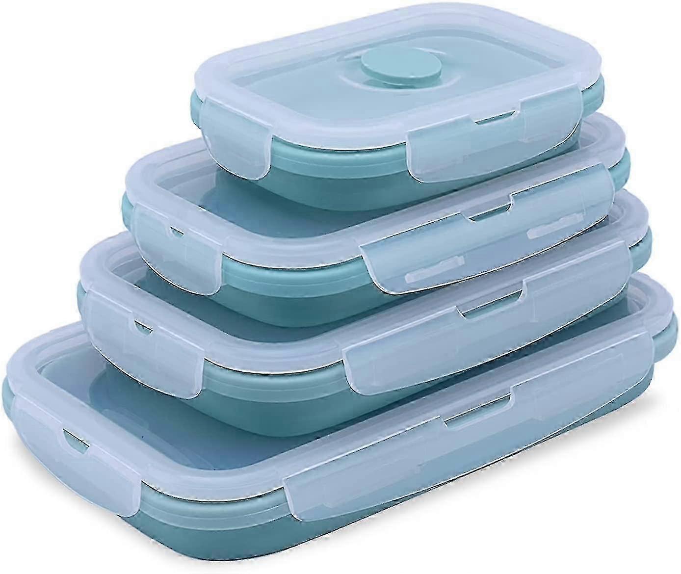 مجموعة من 4 حاويات تخزين طعام سيليكون قابلة للطي مع خالية من BPA