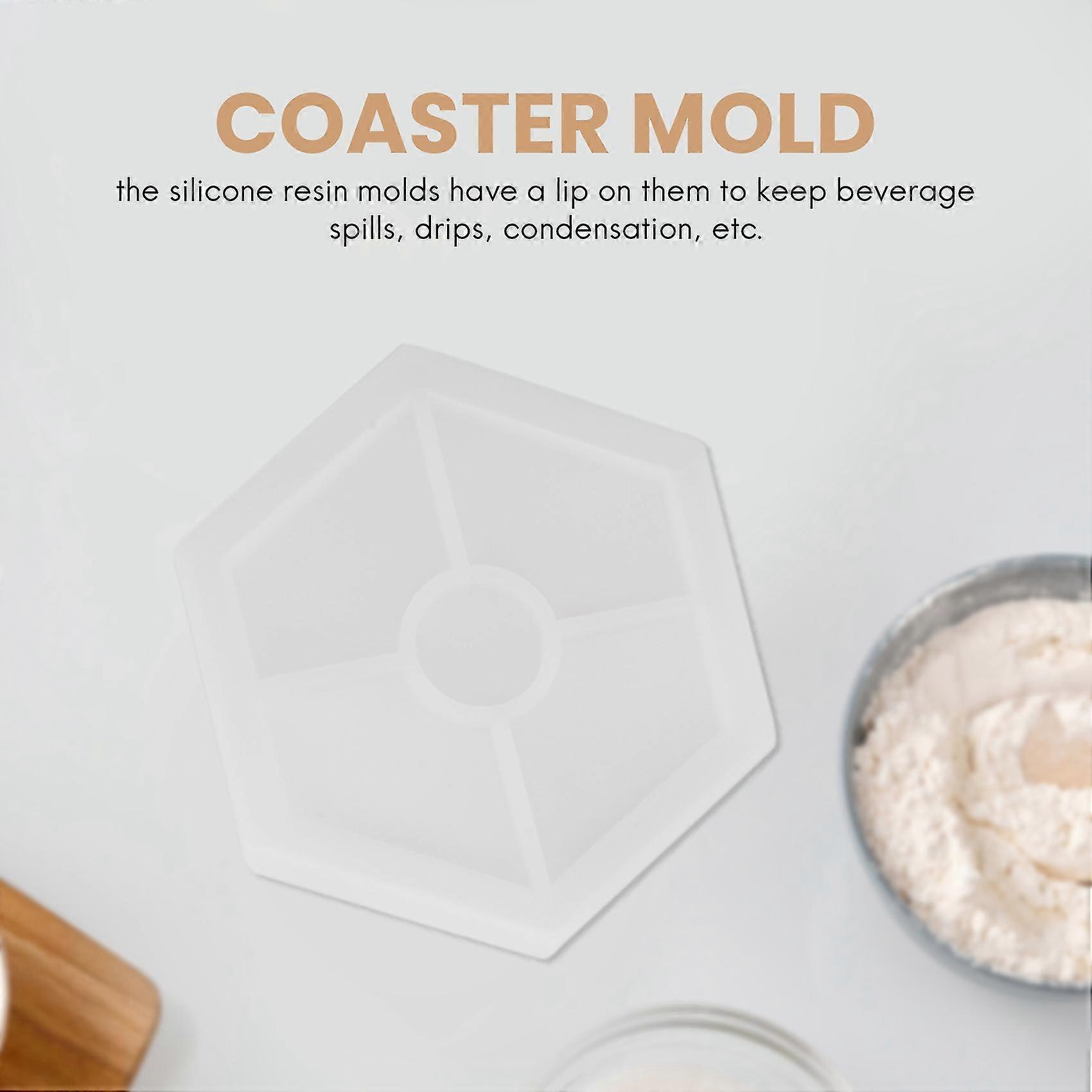 8 Pack Hexagon Silicone Coaster Molds Silicone Resin Mold, Epoxy Molds For Casting With Resin, Conc