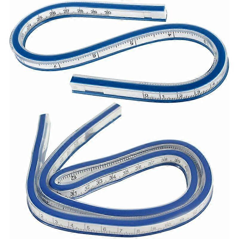 Flexible Ruler 2 Pieces Vinyl Plastic Curve Ruler 30cm and 60cm Plastic Ruler Template Ruler Double Sided Curved Ruler for Office Drawing Carpentry Bl