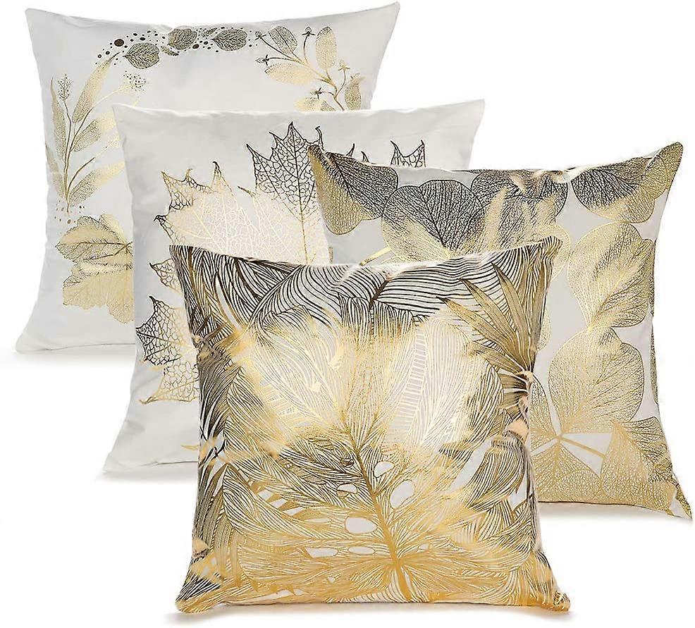 4pcs Hot Stamped Pillowcases 45x45cm,Leaf Pattern