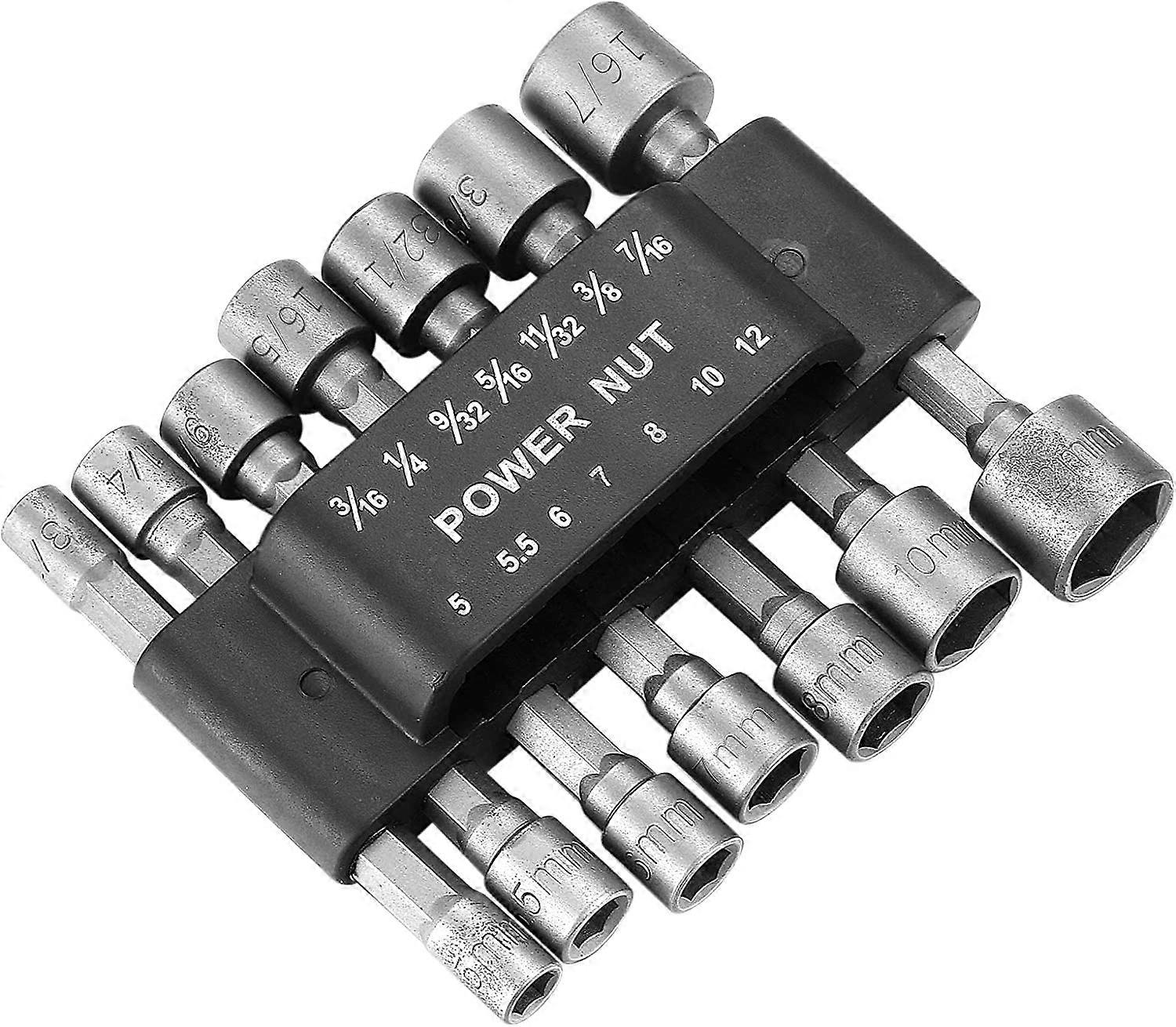 14 Pieces Hex Socket Wrench Adapter for Nuts, Screwdriver Insert, Bit Socket Set, Hex Socket Nuts for Magnetic Screwdriver Hex Bits
