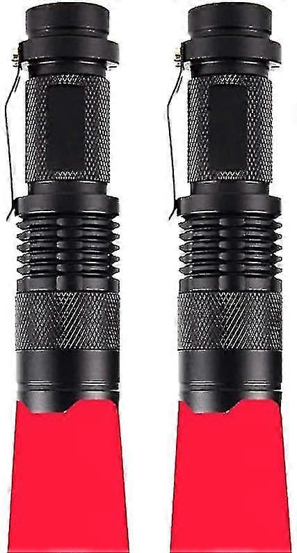 2 Pack Red Light Torch, Mini Red Flashlight Zoomable Signal Torches Waterproof