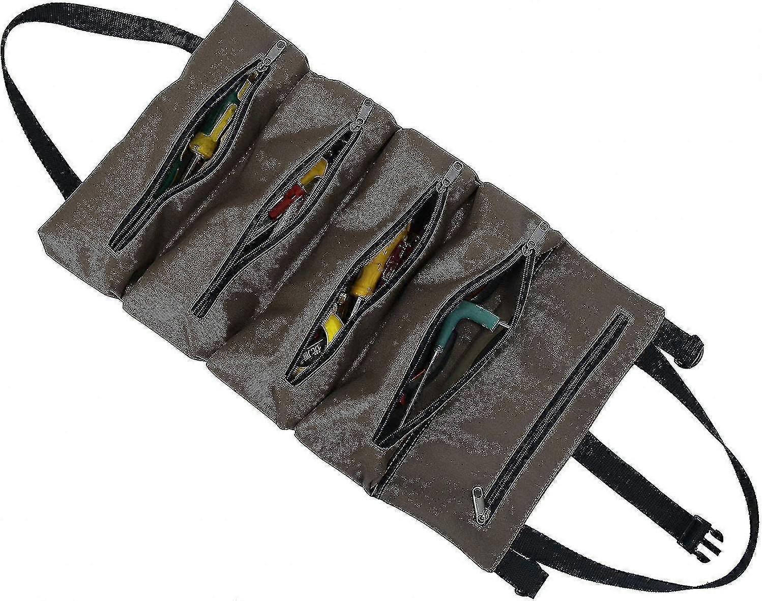 Canvas Tool Bag With 5 Zippered Pockets, Super Rolling Tool Bag, Tool Organizer