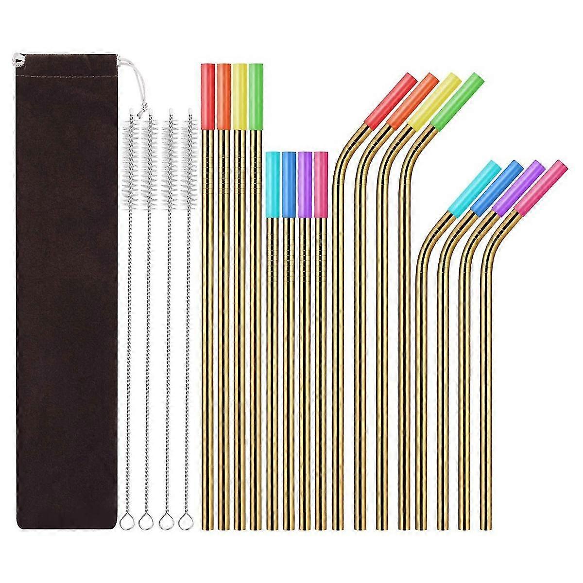 1 Set - Edelstahl-Strohhalm-Set Silikonmund Tragbare Metallstrohbürste
