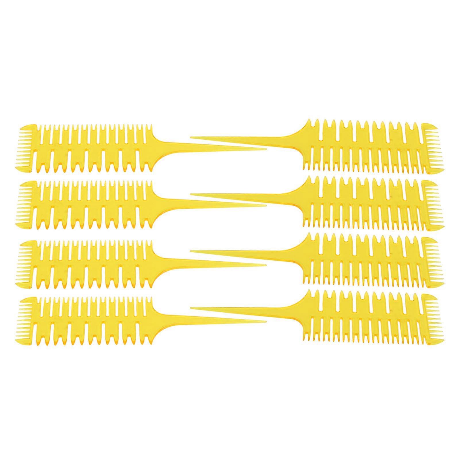 8pcs 3 Way Hair Sectioning Comb Transparent Yellow Weaving Sectioning Foiling Comb