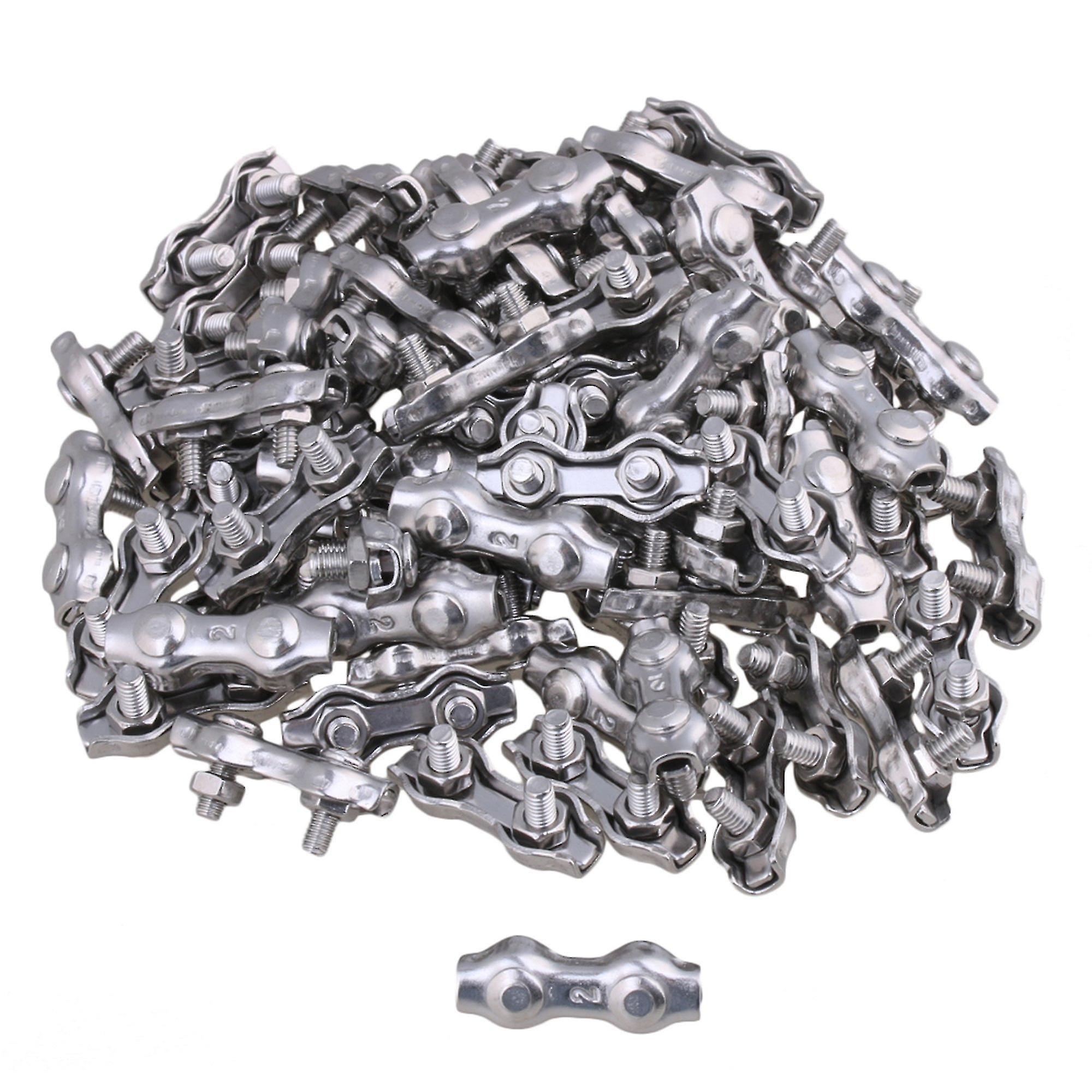 Chains 100pcs Stainless Steel M2 Duplex 2-post Wire Rope Clip Cable Clamp Buckle
