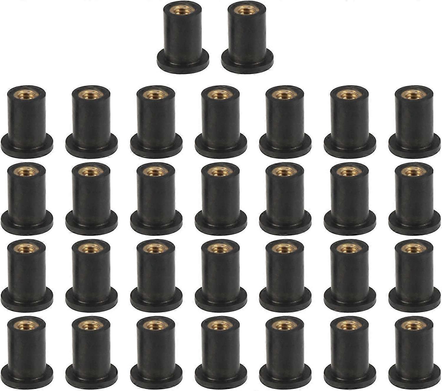 M4 Rak Gummi Vindruteskruvar Mutter för MotorcykelSvart 30st 