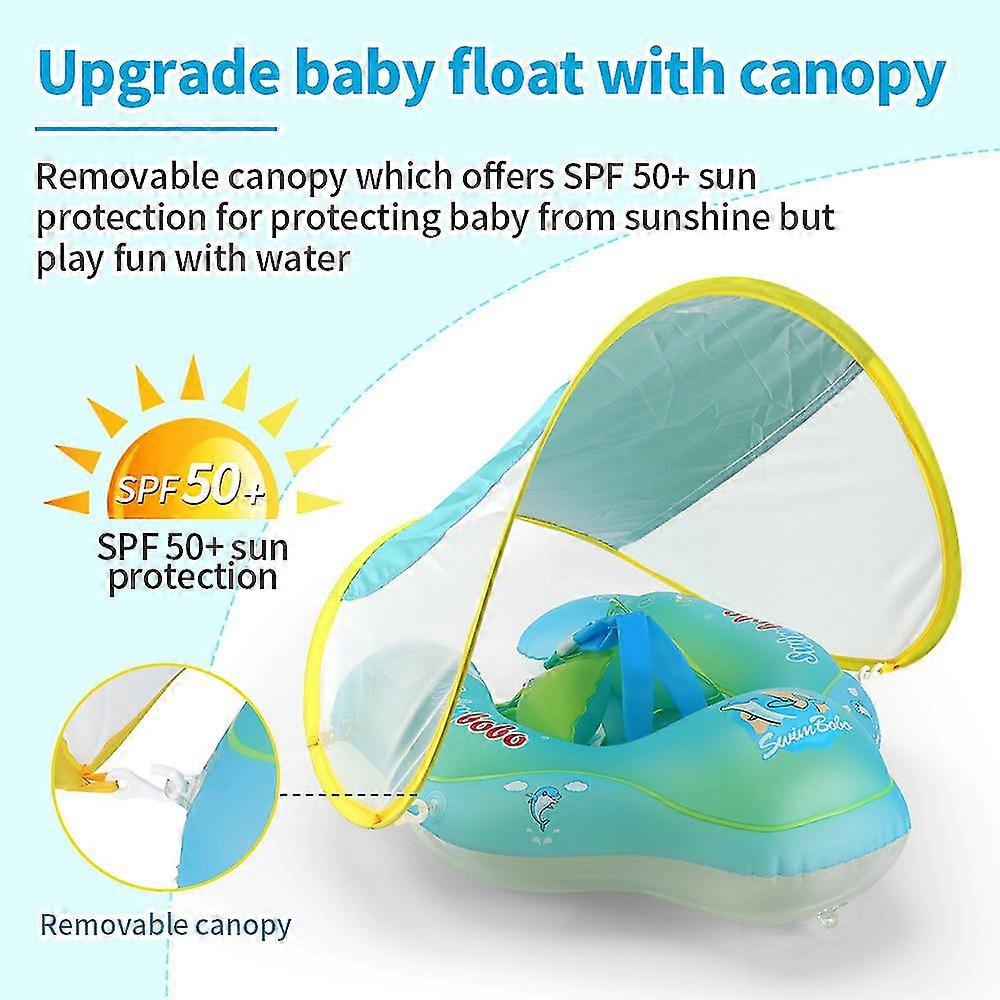 Inflatable Baby Swimming Float Float Ring Baby Pool With Sun Protection Canopy