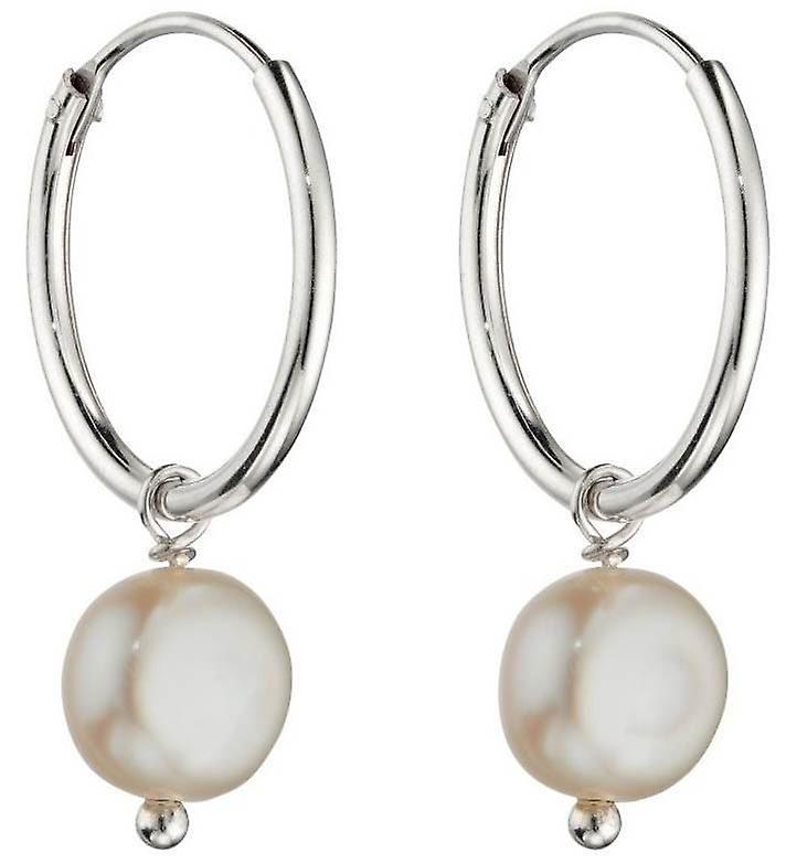 Beginnings Freshwater Pearl Assembled Hoop Earrings - Silver
