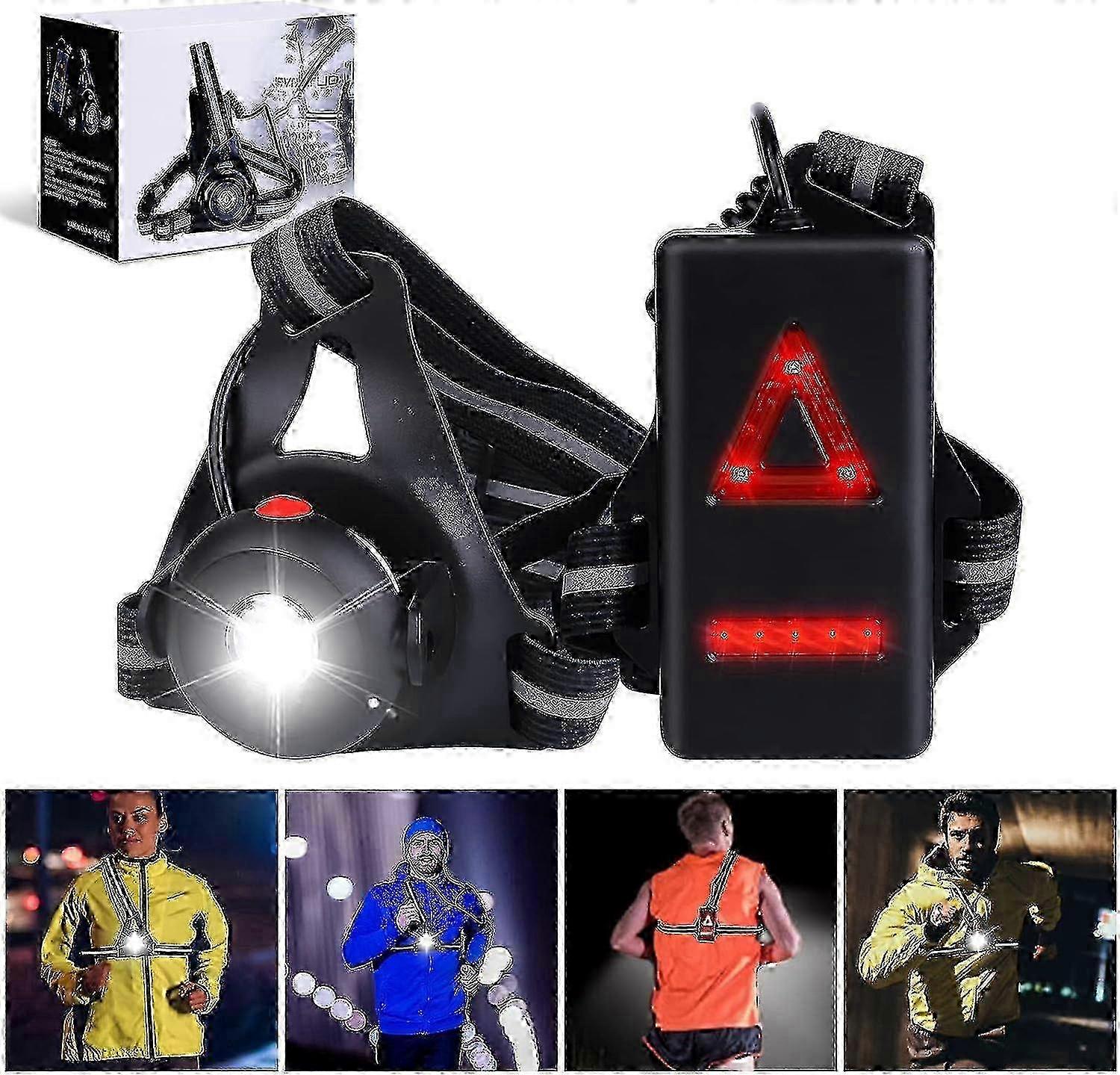 Running Light - Usb Rechargeable Running Light 500 Lumens Ipx6 Waterproof Running Chest Light 3 Modes And 90 Adjustable Angle Led Running Chest Light