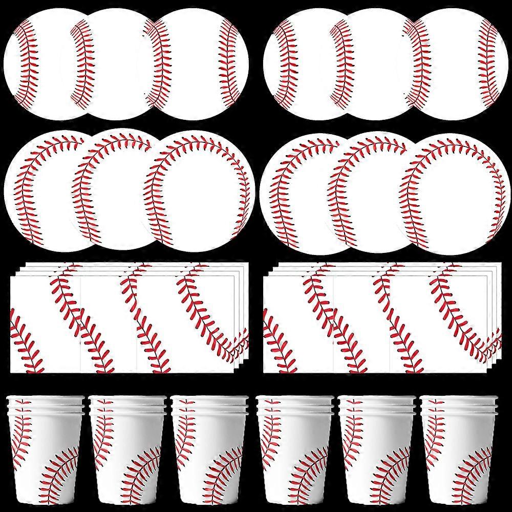 Set Stoviglie Compleanno Baseball Per 20 Ospiti, 61 Pezzi: Piatti, Bicchieri, Tovaglioli E Tovaglia