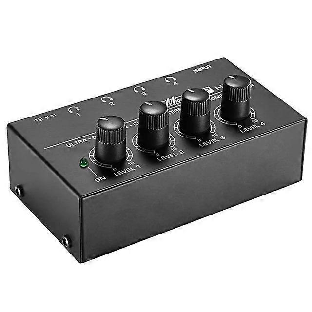 4 Channels Mini O Stereo Headphone Ha400 Ultra-compact Audio Amplifier Black Us Plug