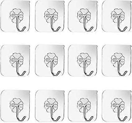10 Pack Adhesive Hooks Transparent Wall Strong Adhesive 15 Pound(max) Transparent 90 Degree Rotating Reusable Seamless Dearmentor