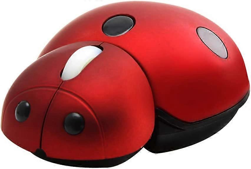2.4G Wireless Mouse Small Cute Animal Ladybug Shape 3000DPI Portable Mobile Optical Mouse with USB Receiver 3 Buttons Cordless Mouse for PC Mac Laptop