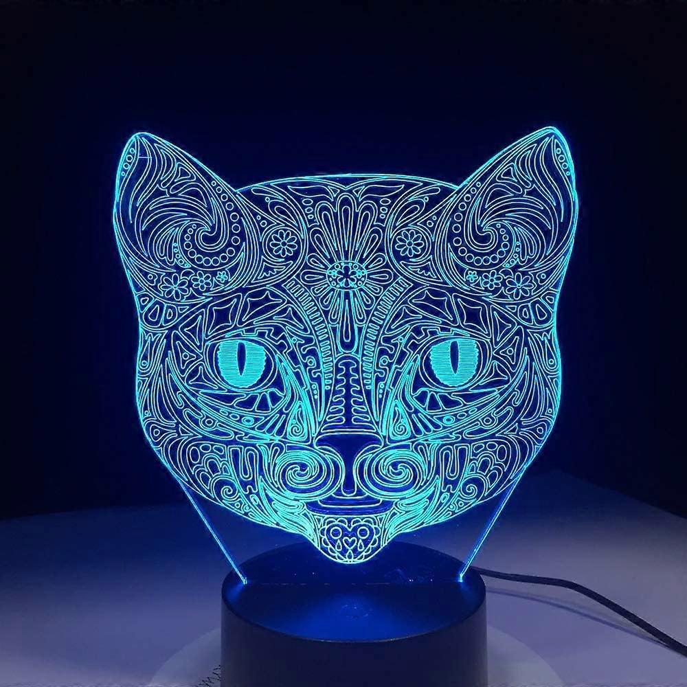 Jucării pentru pisici animale 3D Illusion Night Light Smart Touch Lamp, Creative RGB Led, Crăciun Crăciun Decorațiuni Ziua De naștere Cadouri