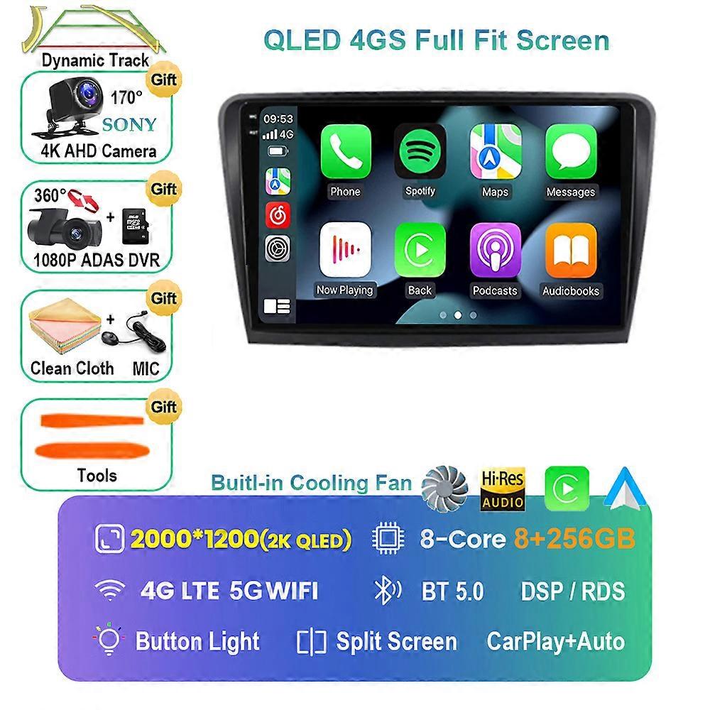 Android 13 QLED Screen AutoRadio For Skoda Superb B6 2008-2015 Navigation GPS Car Intelligent System Multimedia Carplay DSP 2Din