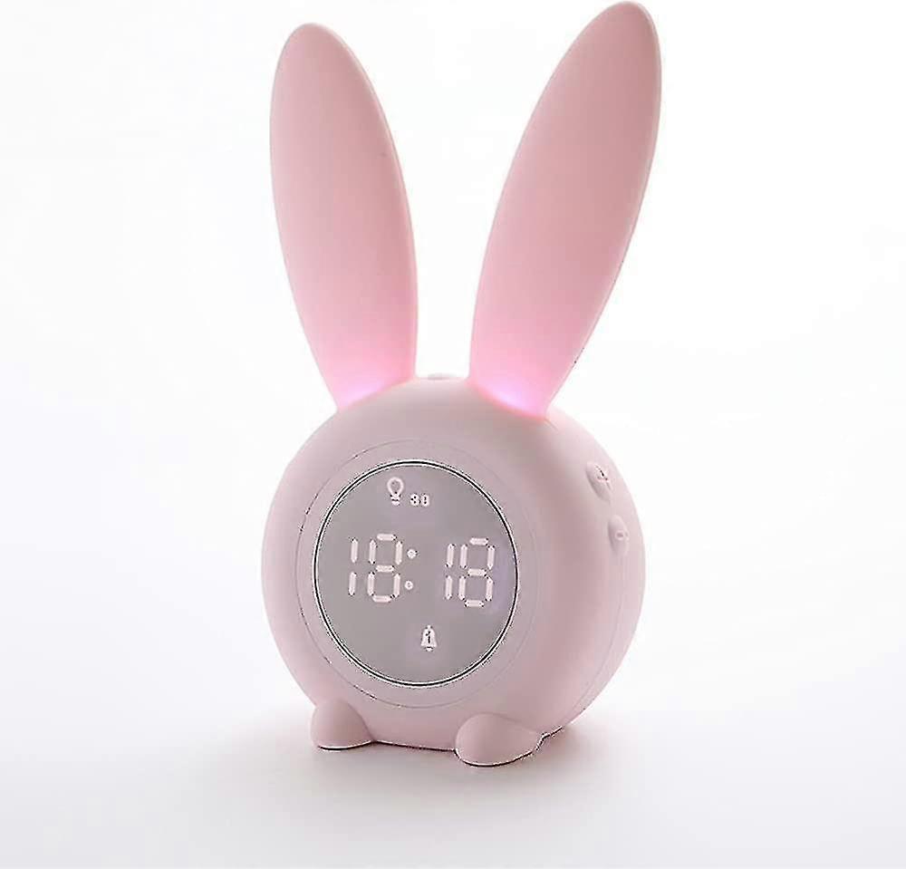 Söt Kanin väckarklocka Barnklocka Kreativ Led Tecknad klocka Väckarklocka Elektronisk studentklocka