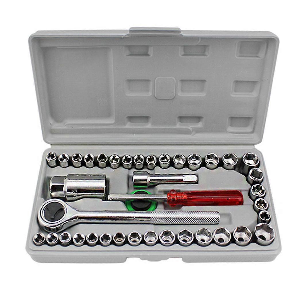 Car Repair Tool Socket Set Wrench Combination HandTool 40pc (40pc Including Box)