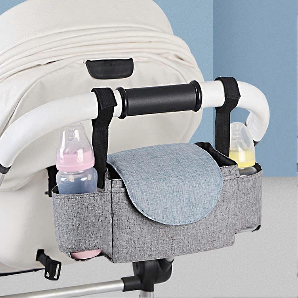 Baby Stroller Organiser Mummy Bag with 2 Bottle Holders Pockets Used as Universal Carry-On Handbag