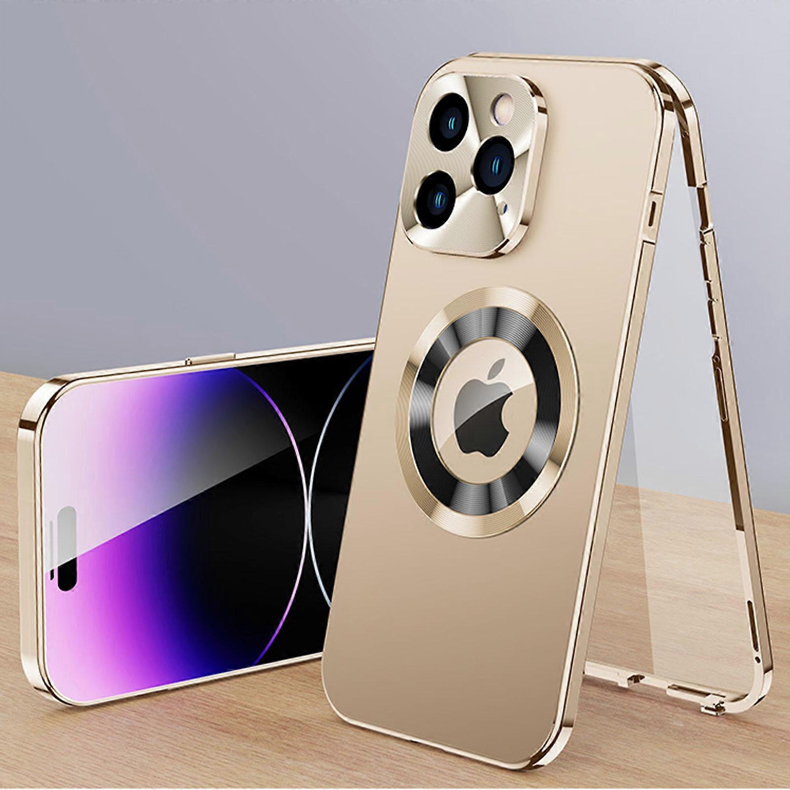 Magnetic Case for iPhone 15 Plus, Front and Back Protection Ultra-Thin Tempered Glass Screen Protector with Safety Lock