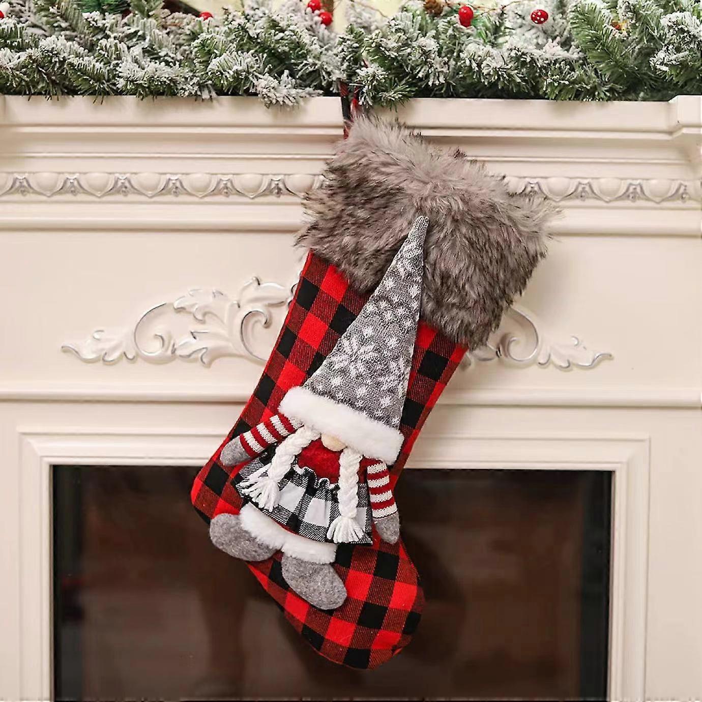 3D Plush Christmas Stocking For Holiday Decorations, Plush Stocking, 3D Design, Hanging Stocking, Seasonal Decor